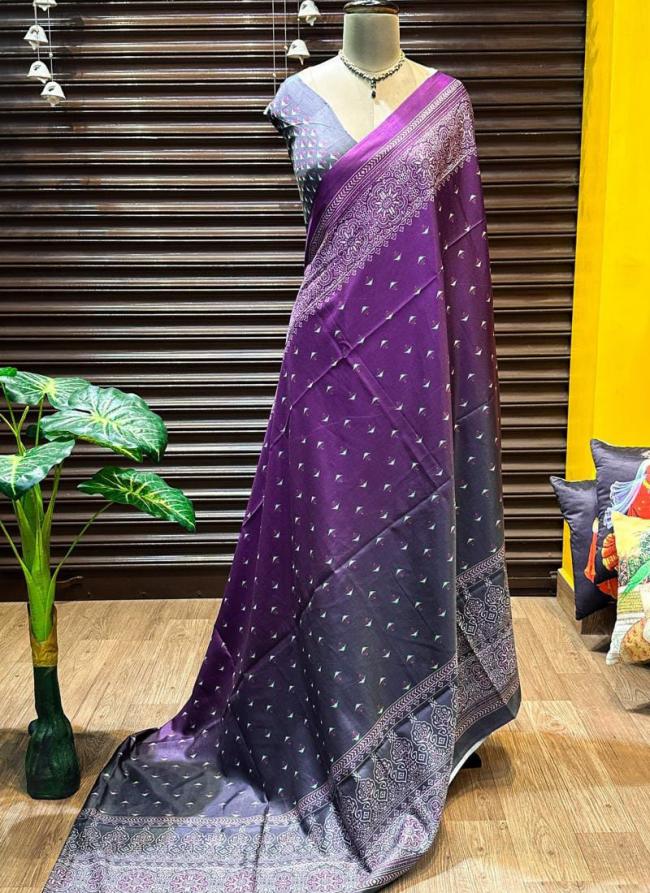 Mulberry Silk Lavender Traditional Wear Weaving Saree